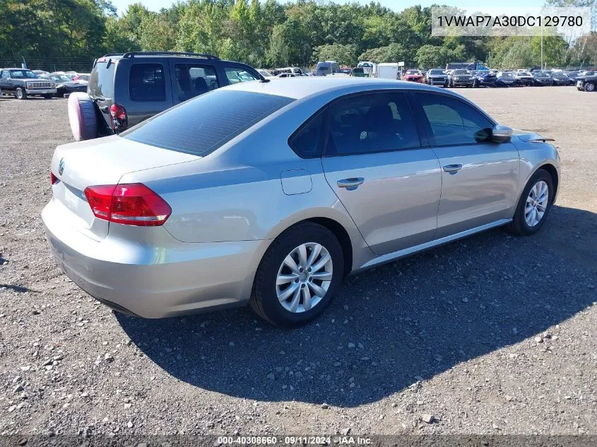 2013 Volkswagen Passat 2.5L S VIN: 1VWAP7A30DC129780 Lot: 40308660