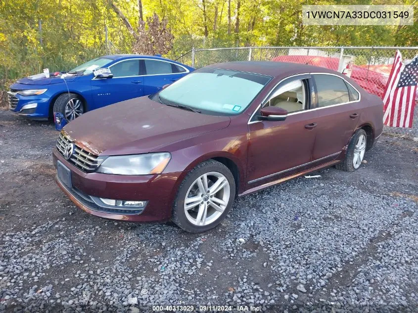 2013 Volkswagen Passat Sel VIN: 1VWCN7A33DC031549 Lot: 40313029