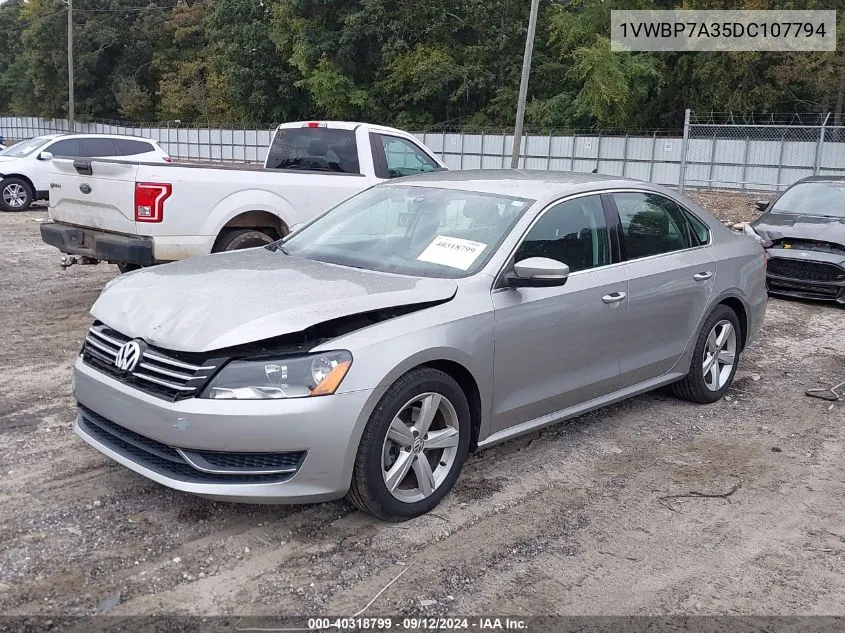 2013 Volkswagen Passat Se VIN: 1VWBP7A35DC107794 Lot: 40318799