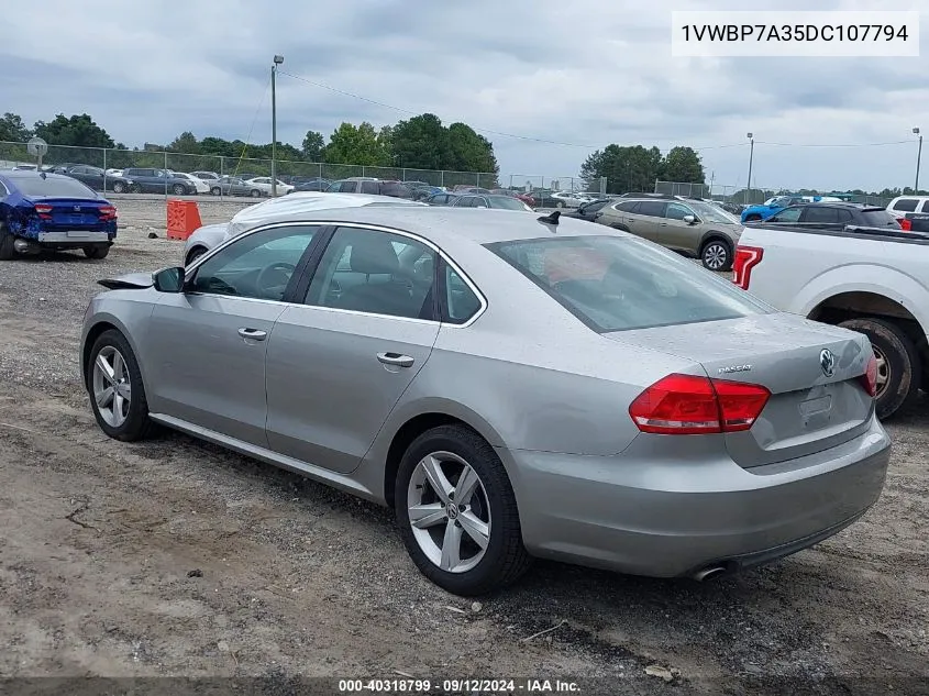 2013 Volkswagen Passat Se VIN: 1VWBP7A35DC107794 Lot: 40318799