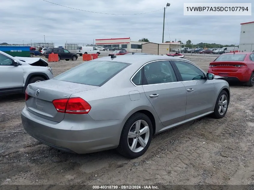 2013 Volkswagen Passat Se VIN: 1VWBP7A35DC107794 Lot: 40318799