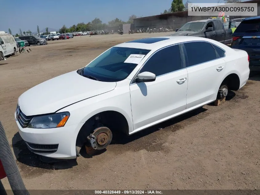 2013 Volkswagen Passat 2.5L Se VIN: 1VWBP7A30DC095750 Lot: 40328449