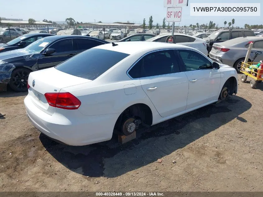 2013 Volkswagen Passat 2.5L Se VIN: 1VWBP7A30DC095750 Lot: 40328449