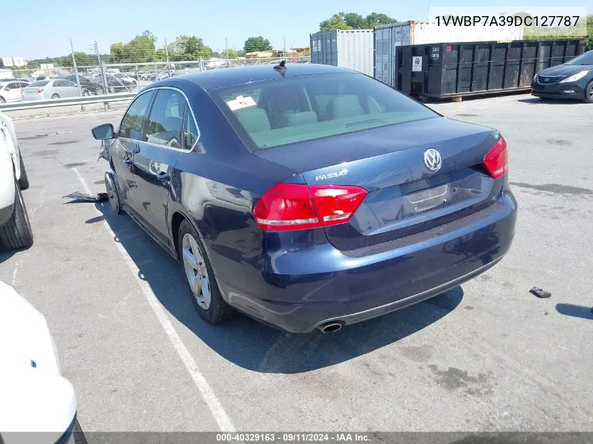 2013 Volkswagen Passat 2.5L Se VIN: 1VWBP7A39DC127787 Lot: 40329163