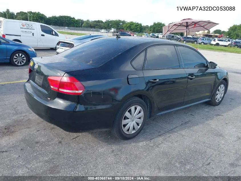 2013 Volkswagen Passat S VIN: 1VWAP7A32DC053088 Lot: 40368744