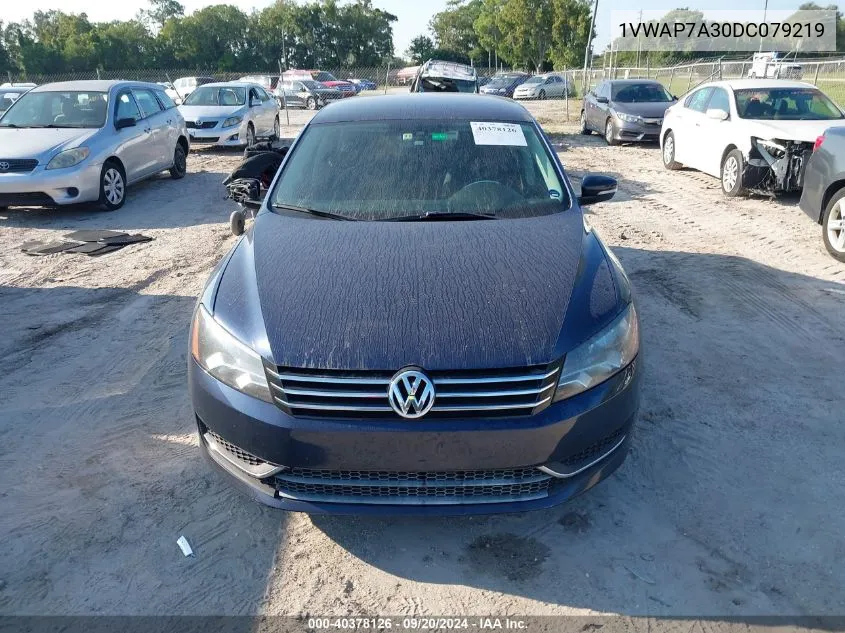 2013 Volkswagen Passat 2.5L S VIN: 1VWAP7A30DC079219 Lot: 40378126