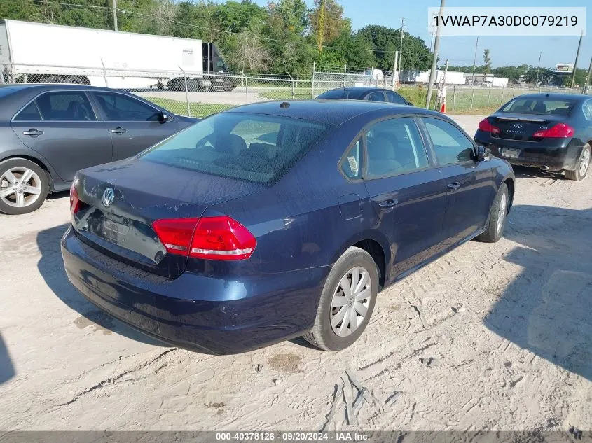 2013 Volkswagen Passat 2.5L S VIN: 1VWAP7A30DC079219 Lot: 40378126