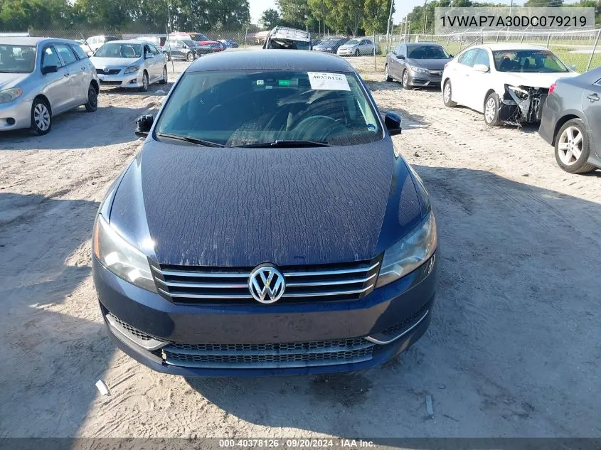 2013 Volkswagen Passat 2.5L S VIN: 1VWAP7A30DC079219 Lot: 40378126