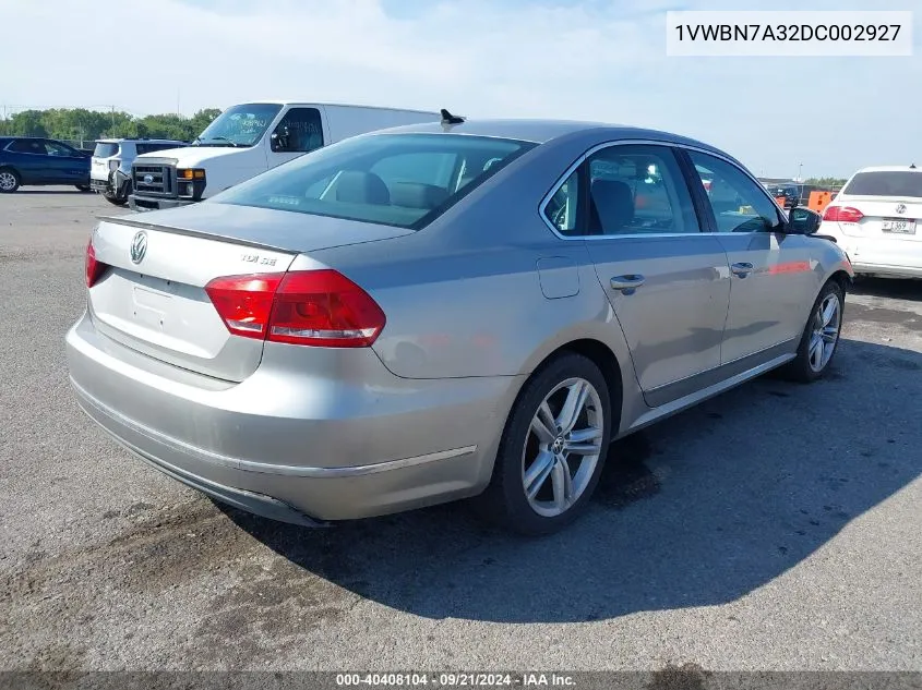 2013 Volkswagen Passat 2.0L Tdi Se VIN: 1VWBN7A32DC002927 Lot: 40408104