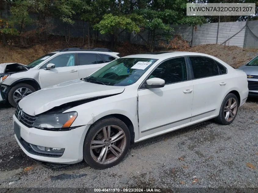 2013 Volkswagen Passat 2.0L Tdi Sel Premium VIN: 1VWCN7A32DC021207 Lot: 40411970