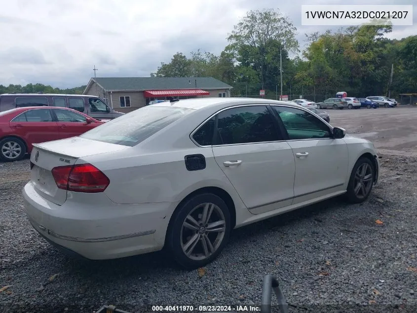 2013 Volkswagen Passat 2.0L Tdi Sel Premium VIN: 1VWCN7A32DC021207 Lot: 40411970