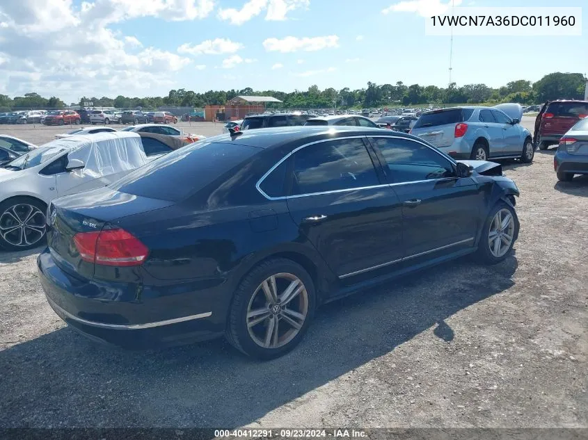 2013 Volkswagen Passat 2.0L Tdi Sel Premium VIN: 1VWCN7A36DC011960 Lot: 40412291