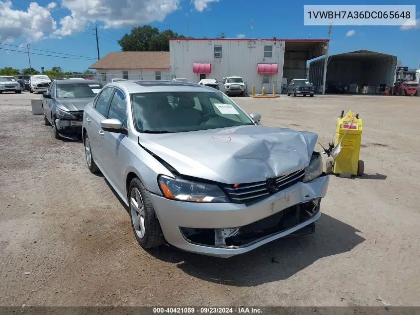 2013 Volkswagen Passat 2.5L Se VIN: 1VWBH7A36DC065648 Lot: 40421059