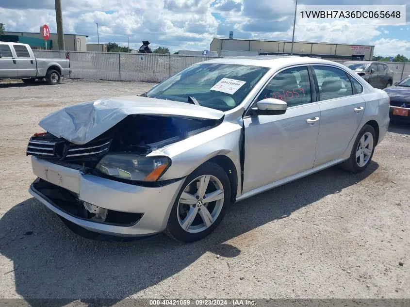 2013 Volkswagen Passat 2.5L Se VIN: 1VWBH7A36DC065648 Lot: 40421059