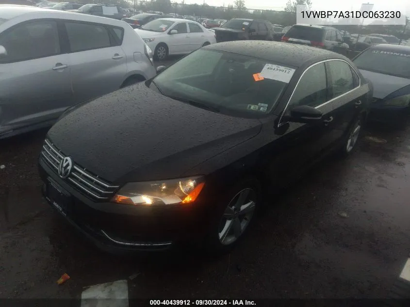 2013 Volkswagen Passat Se VIN: 1VWBP7A31DC063230 Lot: 40439912