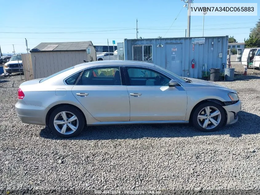 2013 Volkswagen Passat 2.0L Tdi Se VIN: 1VWBN7A34DC065883 Lot: 40470874