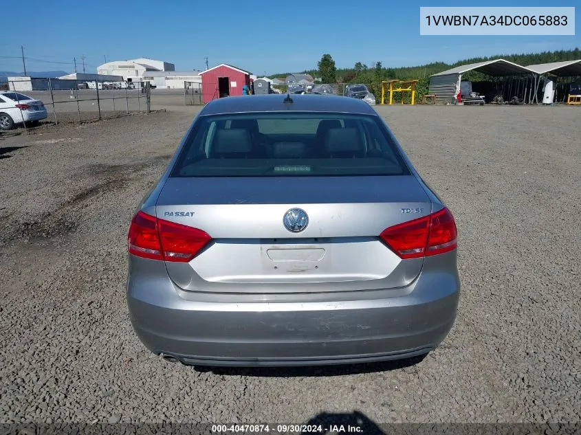 2013 Volkswagen Passat 2.0L Tdi Se VIN: 1VWBN7A34DC065883 Lot: 40470874