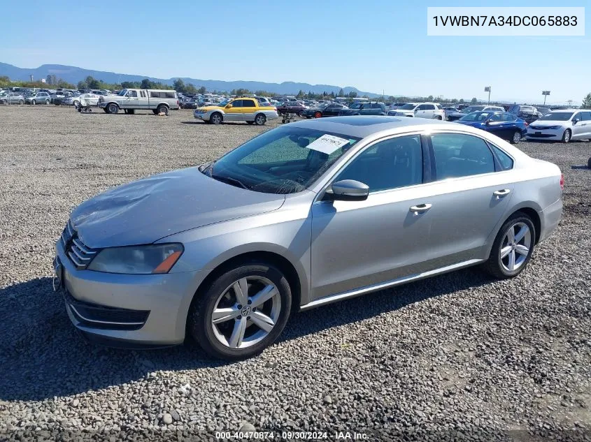 2013 Volkswagen Passat 2.0L Tdi Se VIN: 1VWBN7A34DC065883 Lot: 40470874