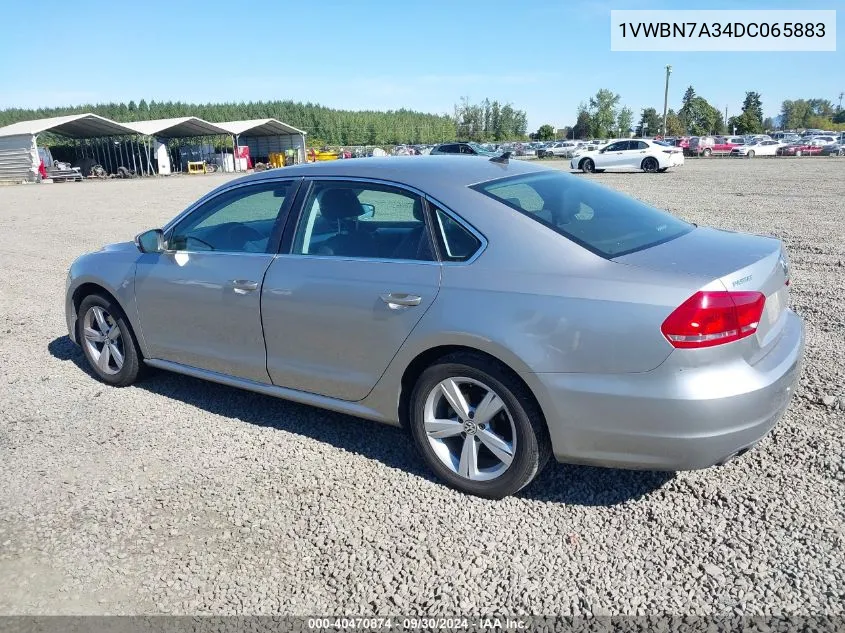 2013 Volkswagen Passat 2.0L Tdi Se VIN: 1VWBN7A34DC065883 Lot: 40470874