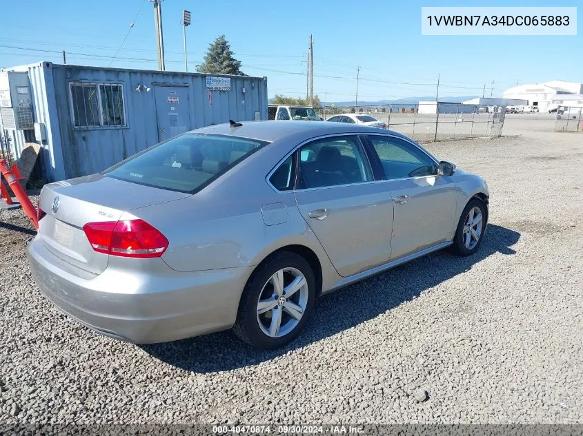 2013 Volkswagen Passat 2.0L Tdi Se VIN: 1VWBN7A34DC065883 Lot: 40470874