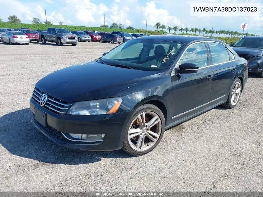 1VWBN7A38DC137023 2013 Volkswagen Passat 2.0L Tdi Se