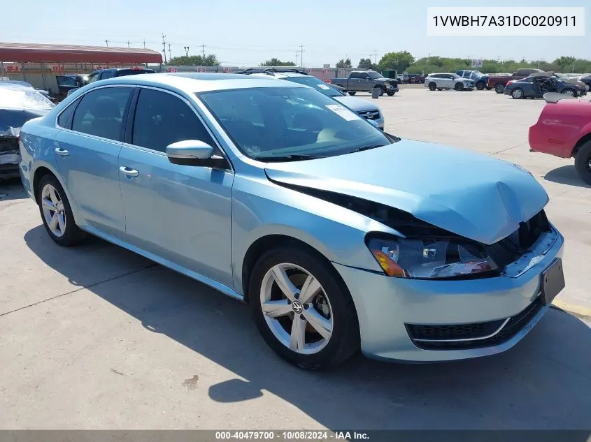 2013 Volkswagen Passat 2.5L Se VIN: 1VWBH7A31DC020911 Lot: 40479700