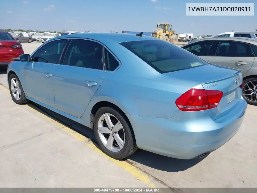 2013 Volkswagen Passat 2.5L Se VIN: 1VWBH7A31DC020911 Lot: 40479700