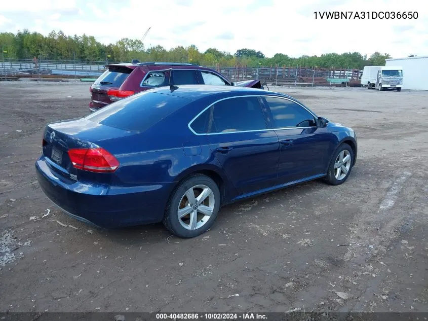 1VWBN7A31DC036650 2013 Volkswagen Passat 2.0L Tdi Se