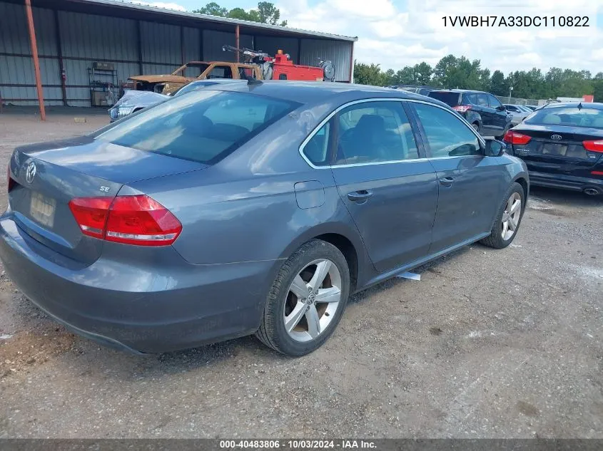 1VWBH7A33DC110822 2013 Volkswagen Passat 2.5L Se