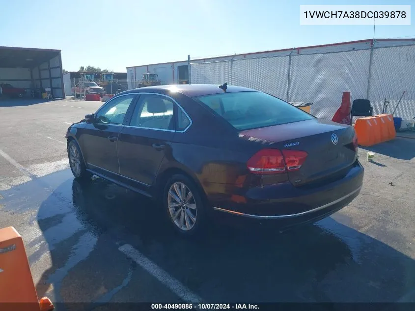 1VWCH7A38DC039878 2013 Volkswagen Passat 2.5L Sel Premium