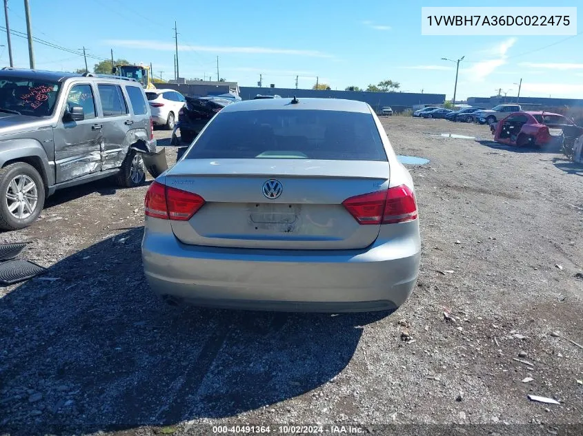 2013 Volkswagen Passat 2.5L Se VIN: 1VWBH7A36DC022475 Lot: 40491364