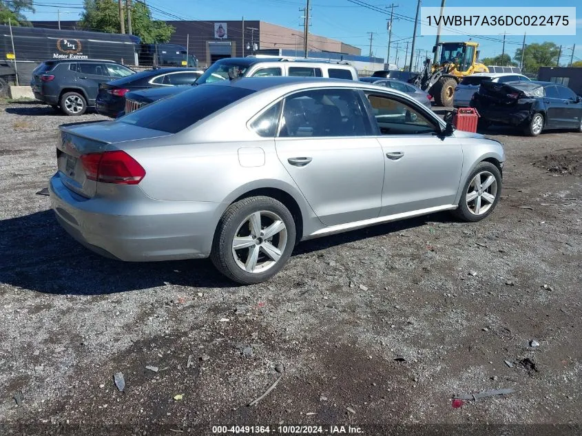 1VWBH7A36DC022475 2013 Volkswagen Passat 2.5L Se