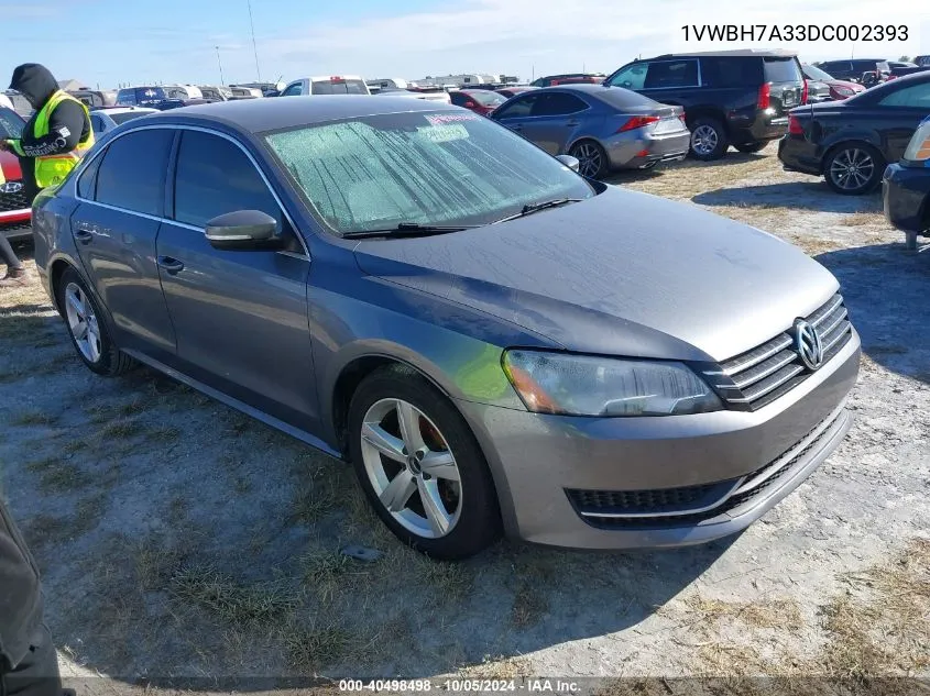 2013 Volkswagen Passat 2.5L Se VIN: 1VWBH7A33DC002393 Lot: 40498498