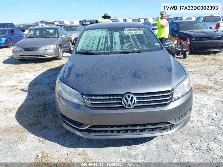 2013 Volkswagen Passat 2.5L Se VIN: 1VWBH7A33DC002393 Lot: 40498498