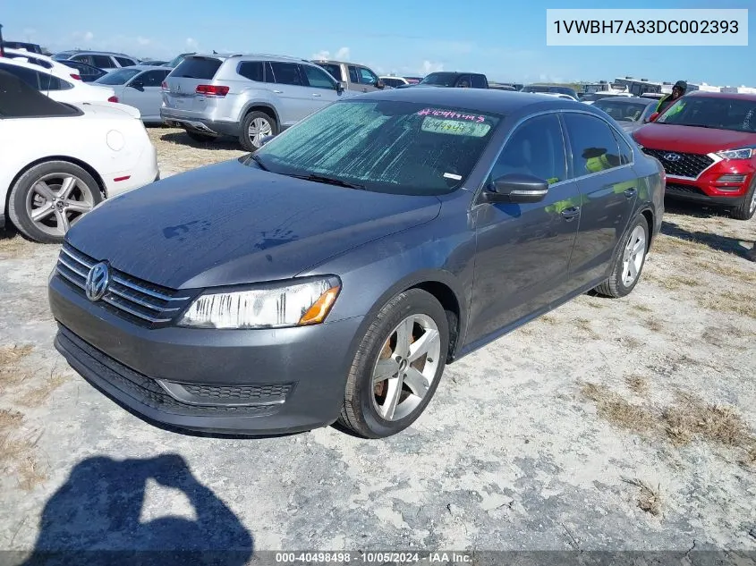 2013 Volkswagen Passat 2.5L Se VIN: 1VWBH7A33DC002393 Lot: 40498498