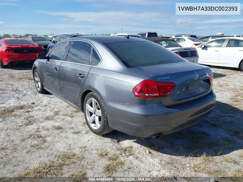 2013 Volkswagen Passat 2.5L Se VIN: 1VWBH7A33DC002393 Lot: 40498498