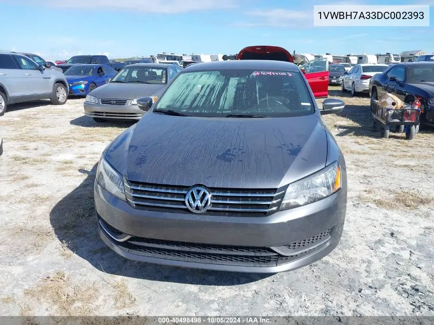 2013 Volkswagen Passat 2.5L Se VIN: 1VWBH7A33DC002393 Lot: 40498498