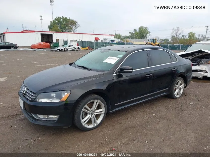 2013 Volkswagen Passat 2.0L Tdi Se VIN: 1VWBN7A38DC009848 Lot: 40499374