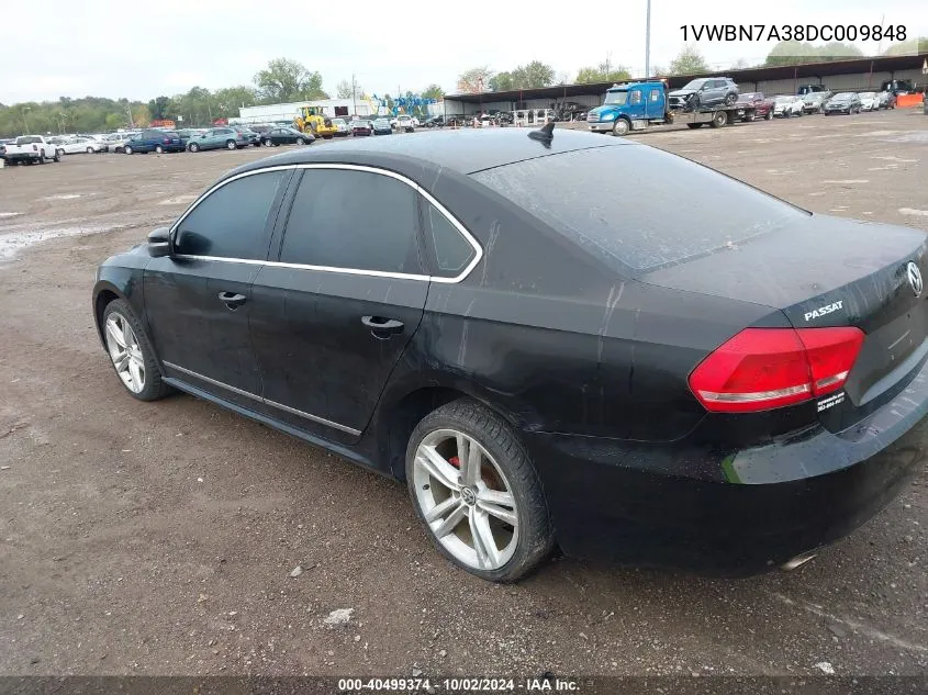 2013 Volkswagen Passat 2.0L Tdi Se VIN: 1VWBN7A38DC009848 Lot: 40499374