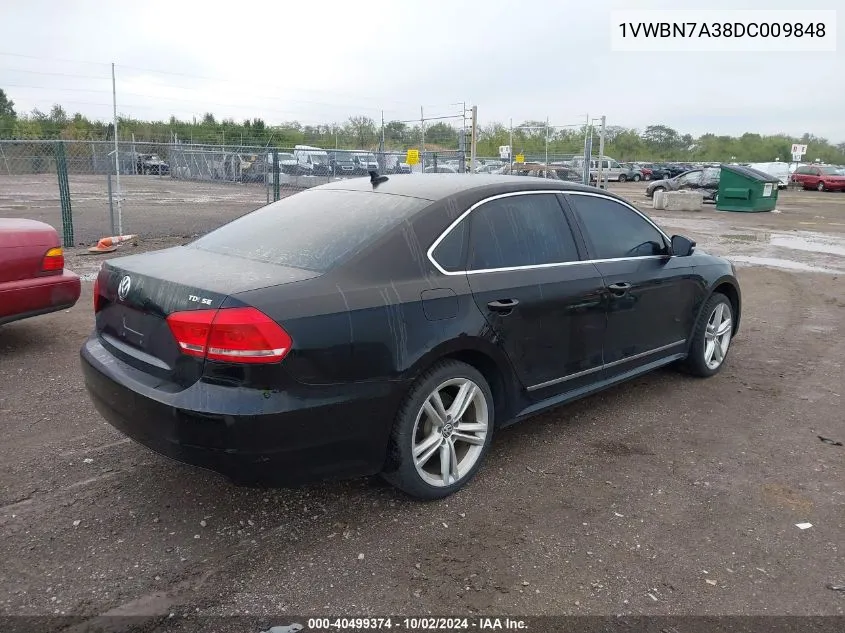 1VWBN7A38DC009848 2013 Volkswagen Passat 2.0L Tdi Se