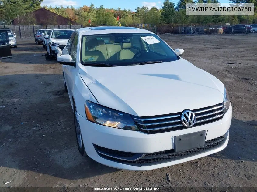 1VWBP7A32DC106750 2013 Volkswagen Passat 2.5L Se