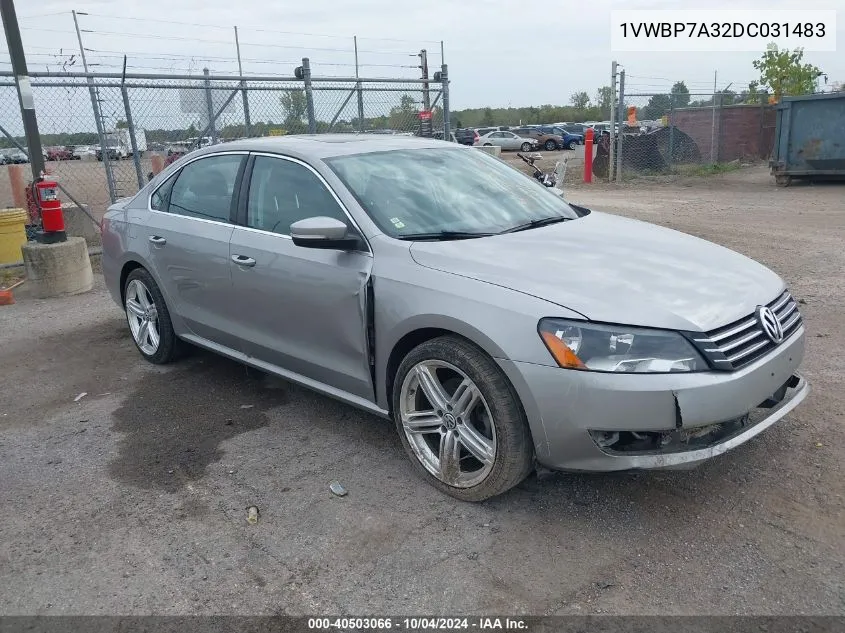 2013 Volkswagen Passat 2.5L Se VIN: 1VWBP7A32DC031483 Lot: 40503066