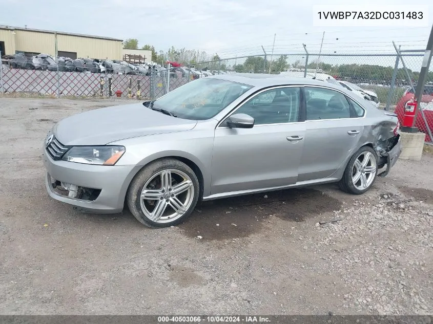 1VWBP7A32DC031483 2013 Volkswagen Passat 2.5L Se