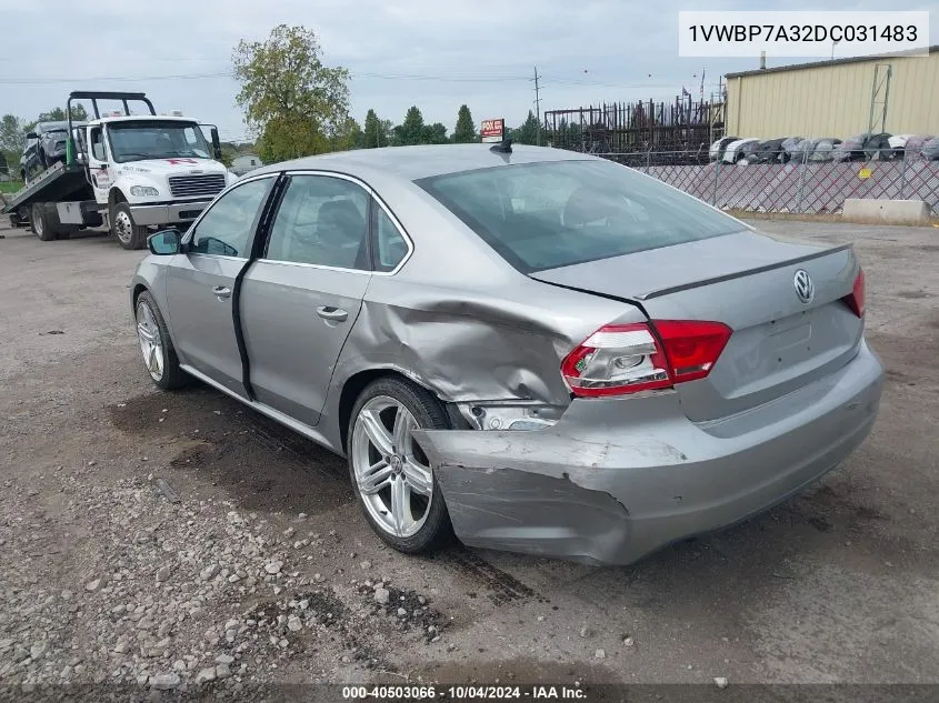 2013 Volkswagen Passat 2.5L Se VIN: 1VWBP7A32DC031483 Lot: 40503066