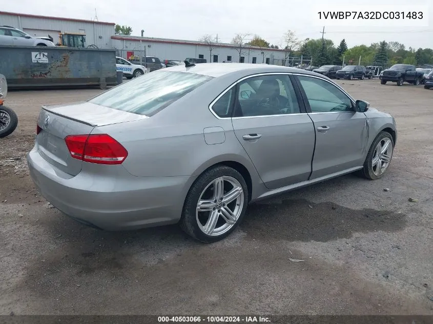 1VWBP7A32DC031483 2013 Volkswagen Passat 2.5L Se