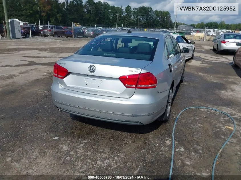 1VWBN7A32DC125952 2013 Volkswagen Passat 2.0L Tdi Se