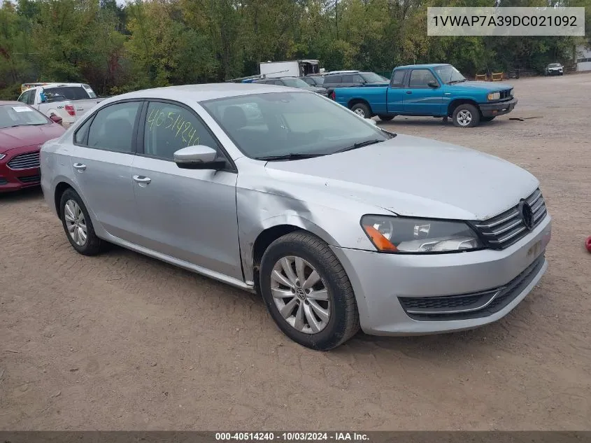 1VWAP7A39DC021092 2013 Volkswagen Passat 2.5L S