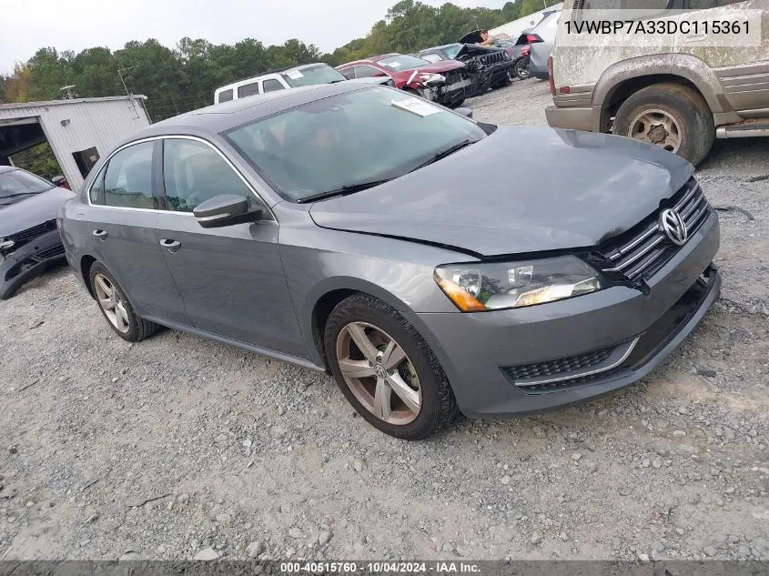 1VWBP7A33DC115361 2013 Volkswagen Passat 2.5L Se