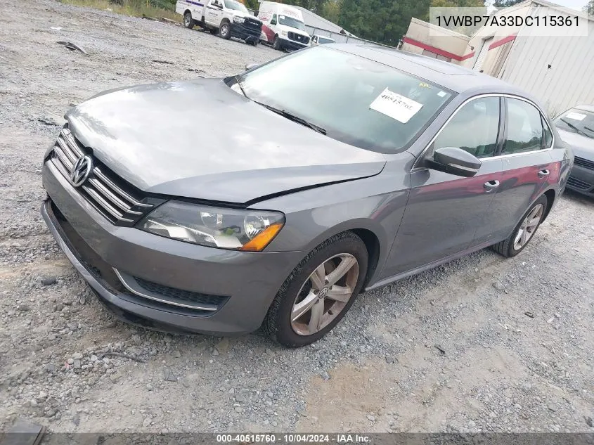 1VWBP7A33DC115361 2013 Volkswagen Passat 2.5L Se