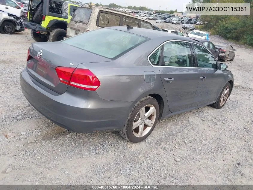 1VWBP7A33DC115361 2013 Volkswagen Passat 2.5L Se